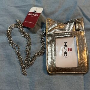 Mundi Metallic Silver Chain Card Holder